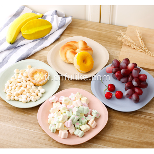 Assiettes en plastique carrées de paille de blé pour la maison